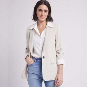 RW&CO. One Button Long Crepe Blazer